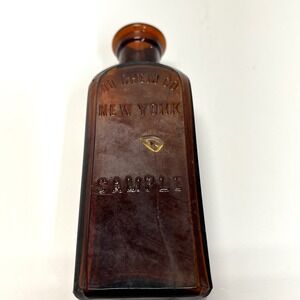 Antique Du Chem Co New York Sample Amber Glass Apothecary Medicine Bottle 5" H